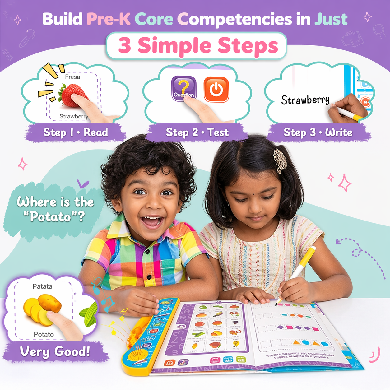 Smart Talking Learning Book for Kids (2–5 Years) | No Screen Learning Toy