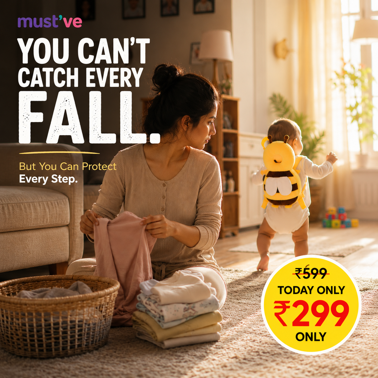Baby Head Protection Backpack – Prevent Painful Falls During First Steps - Prepaid Offer