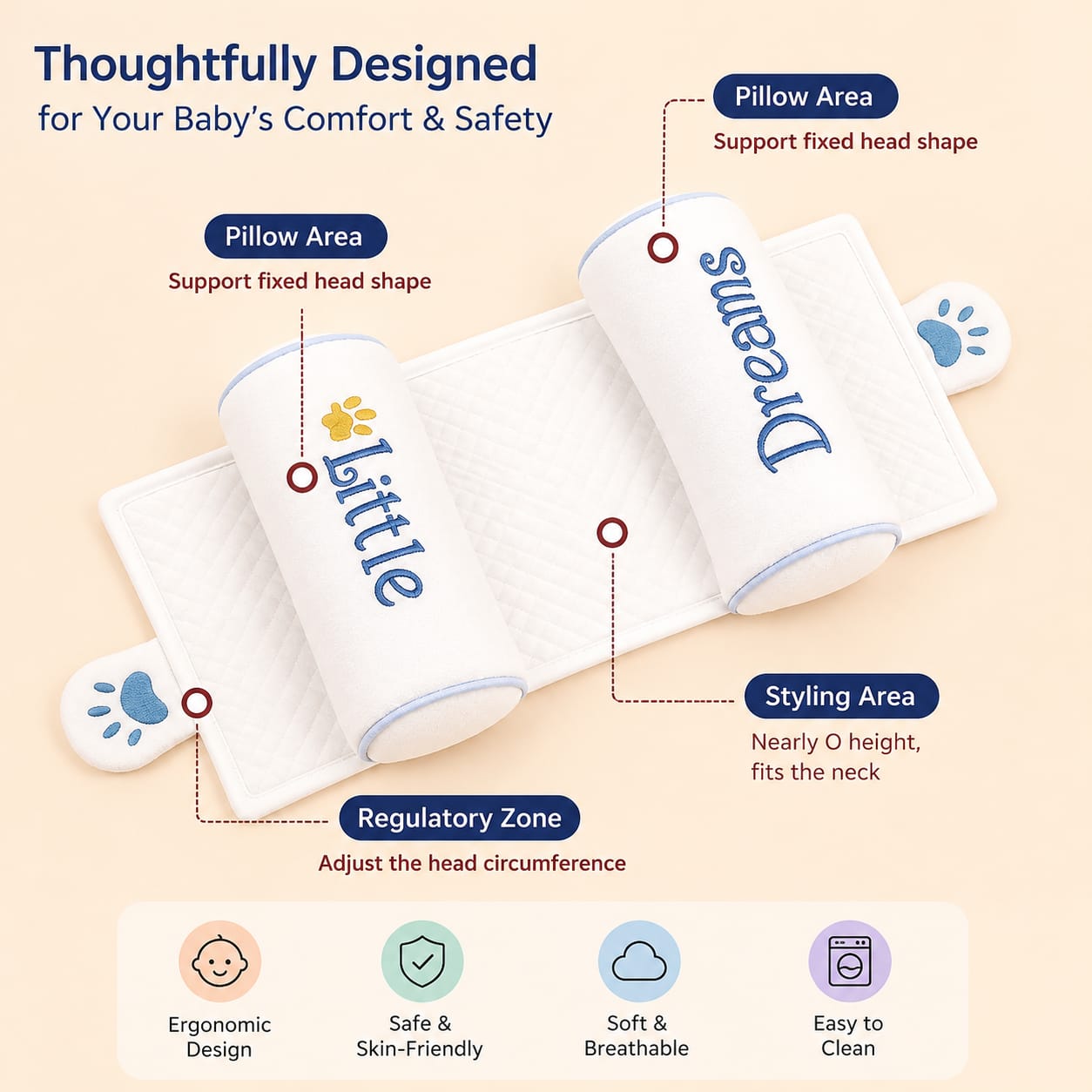 Premium Baby Sleeping Pillow | Soft Cotton & Natural Millet Filling | Breathable Baby Support Pillow