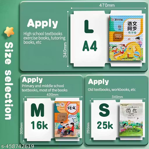 Book Binding Transparent Cover Sticker Book Cover Film Self-Adhesive Book Cover Sticker [30 Pcs- 3 Different Sizes -10 Each]