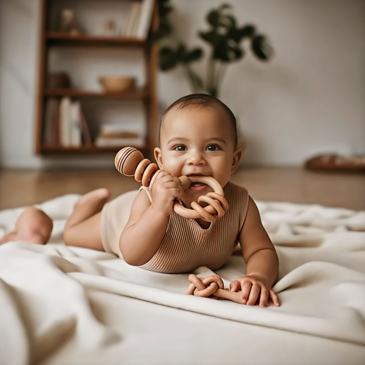Baby’s First Teether - Natural Neem Wood Rattle for Safe Teething Relief
