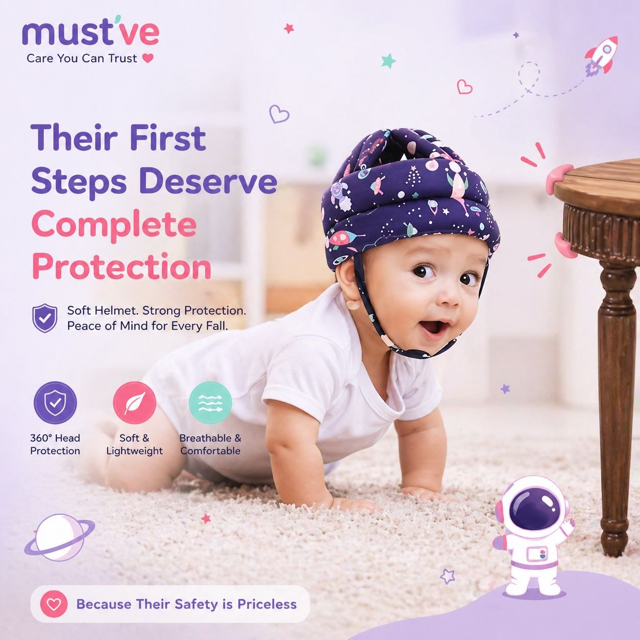 Baby Head Protection Helmet – 360° Safety Cushion
