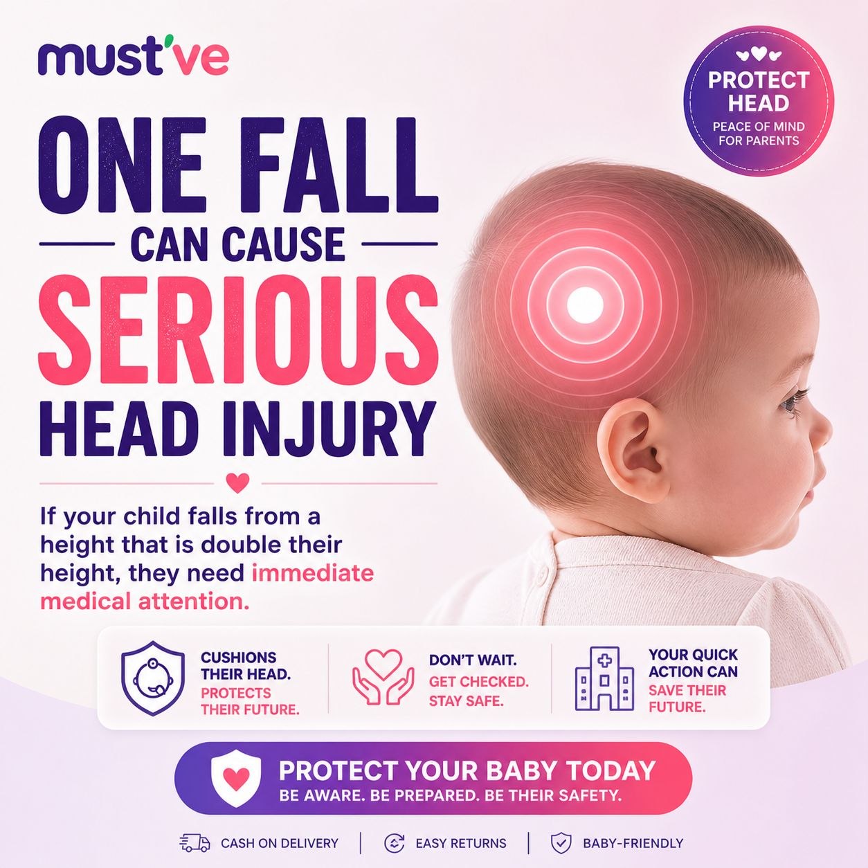 Baby Head Protection Backpack – Prevent Painful Falls During First Steps - PREPAID ONLY