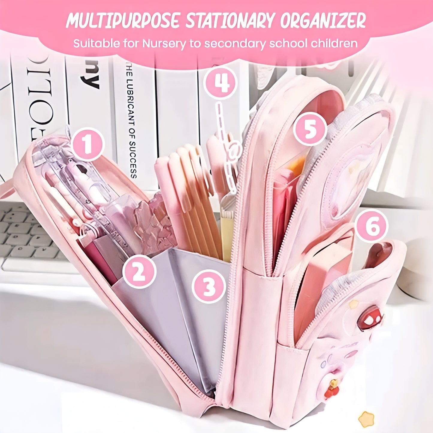 Make Your Child’s School Life Organized. PINK Smart pencil case with multiple compartments  No more messy bags!     Premium Large Capacity Cute Aesthetic Pencil Pouch for Girls & Kids (PINK)